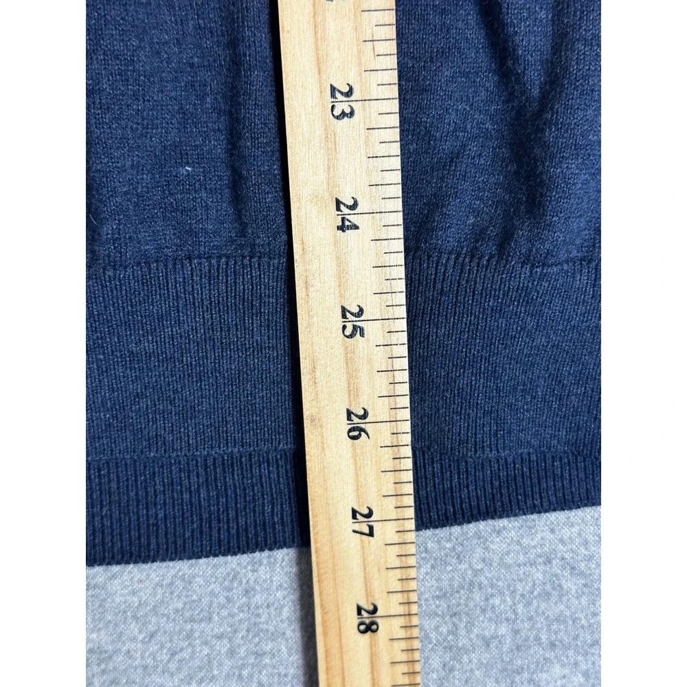 Paul Fredrick Silk Cashmere Sweater Mens L Navy Blue Cotton 1/4 Zip